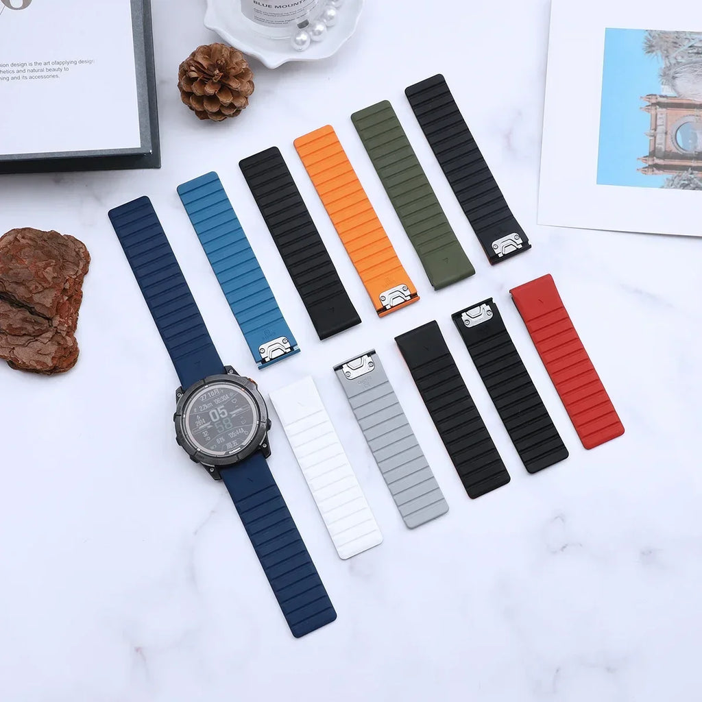 26/22mm Silicone Watch Band for Garmin Fenix 7 7X 6 6X Pro 5 5X Plus 3 HR Enduro Epix Gen 2 Smartwatch Magnetic Loop Wrist Strap Qme