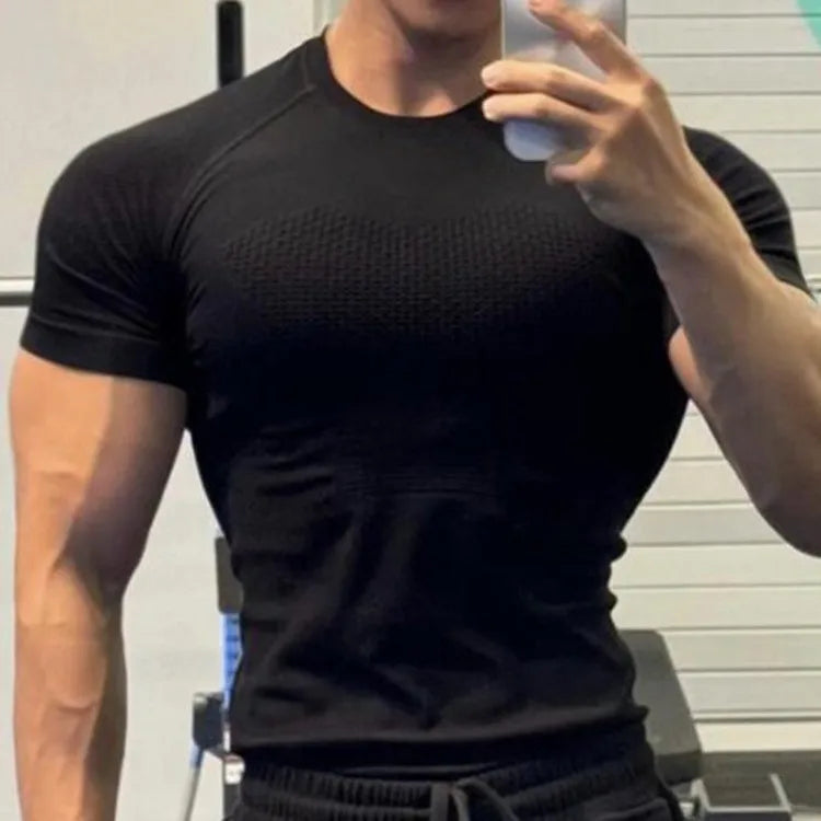 Men's Professional Fitness Seamless Short Sleeve Sports T-shirt Qme