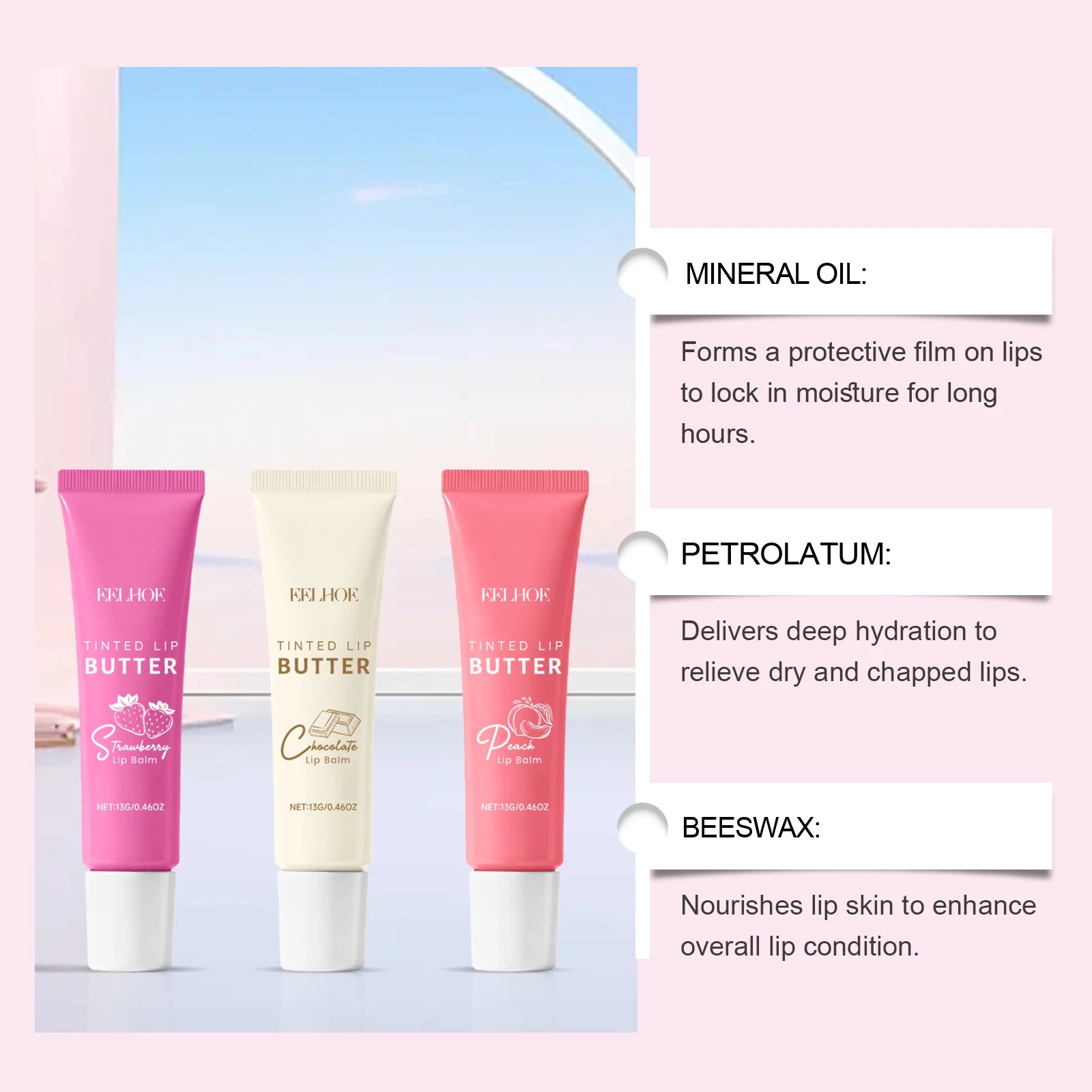 Tinted Lip Balm Set Moisturizing Nourishing Fade Lip Lines Prevent Chapping Hydrating Multi-Flavor Lip Care Christmas Gift Box Qme