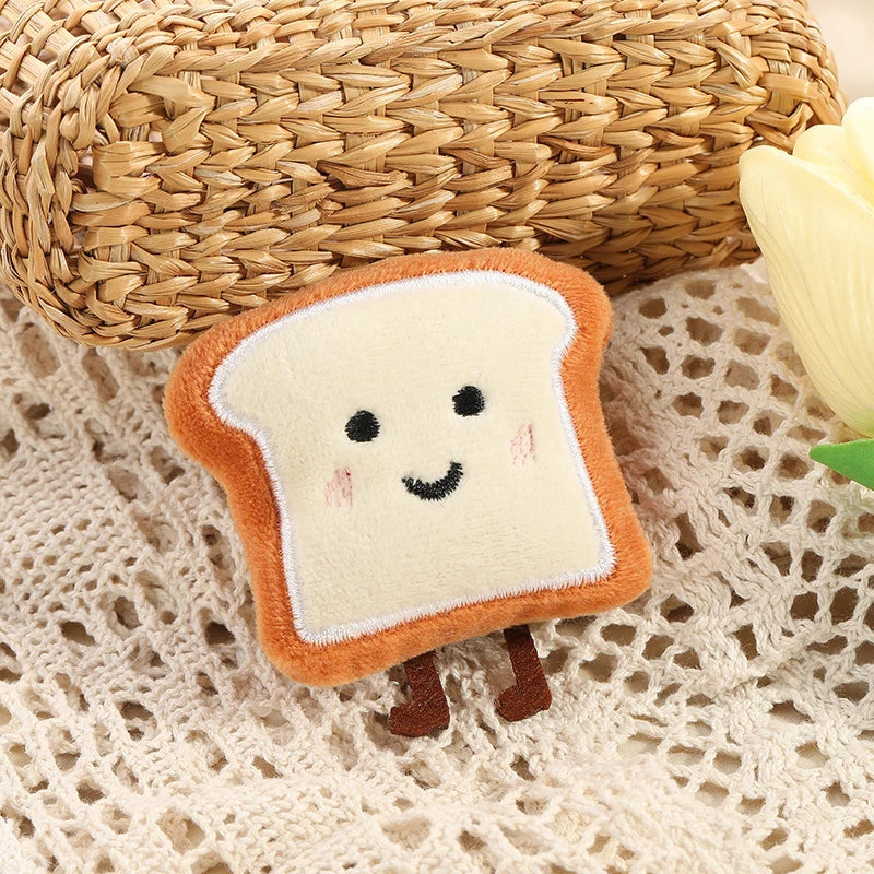 1Pc Toast Bread Pendant Cute Cartoon Plush Small Figure Bag Decoration Kawaii Creative Expression Nice Present 9cm. Qme