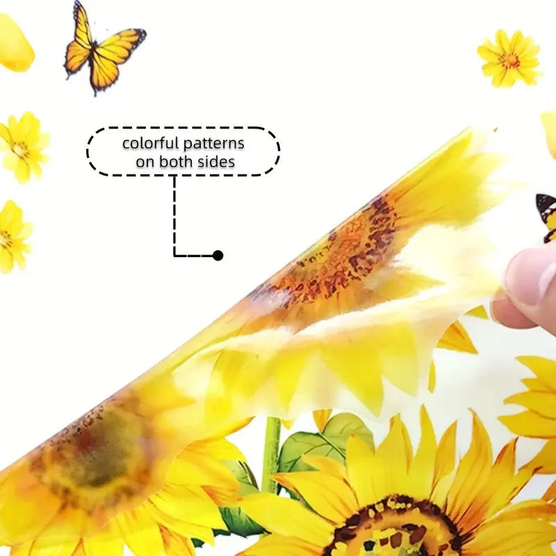 Trash Can Stickers Floral Wheel Self-adhesive Waterproof PVC Decals Qme