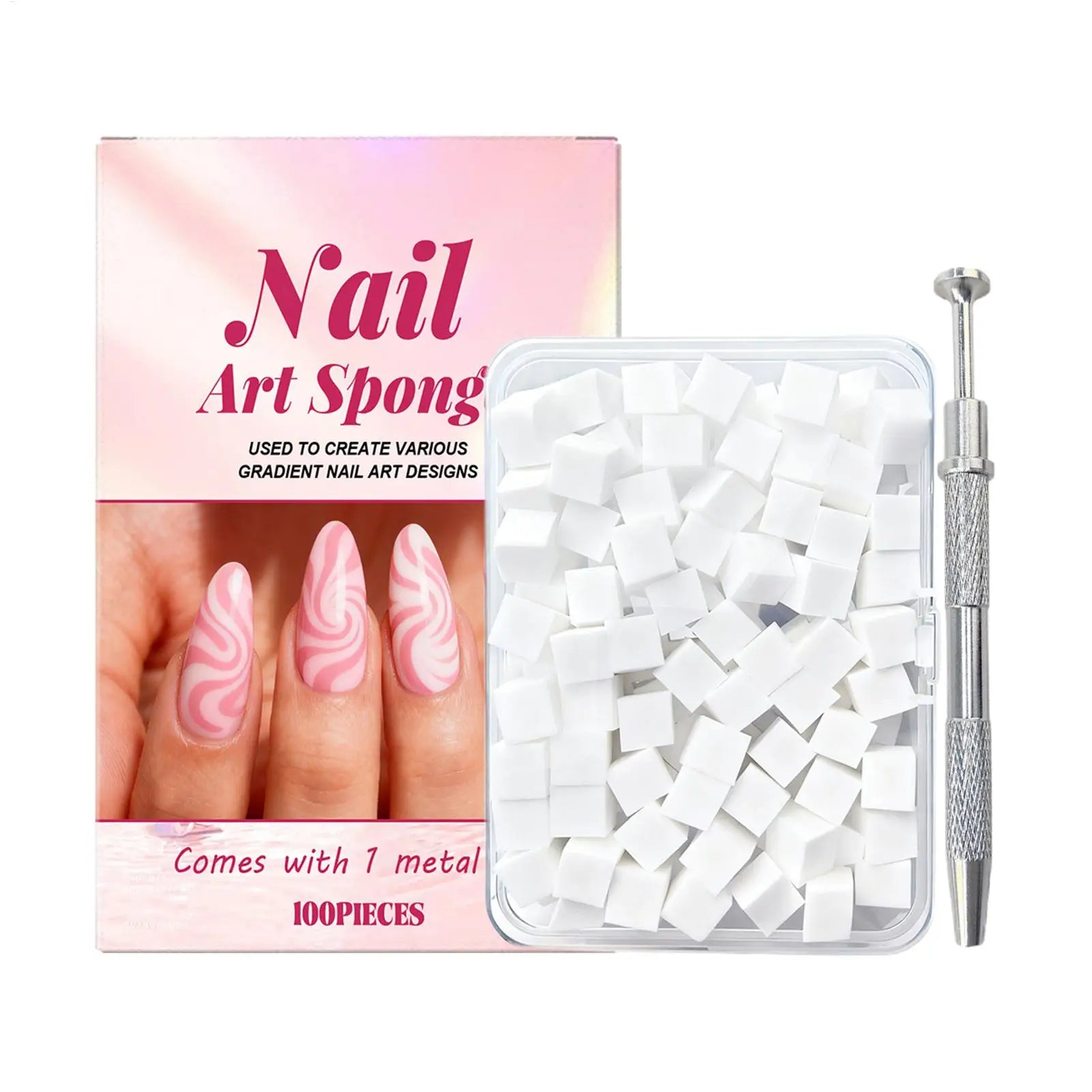 Nail Sponges 100 Pieces Soft Square Professional Beauty Tools with Grabbing Pen Small Nail Sponge for Foot Spa Grooming Party Qme