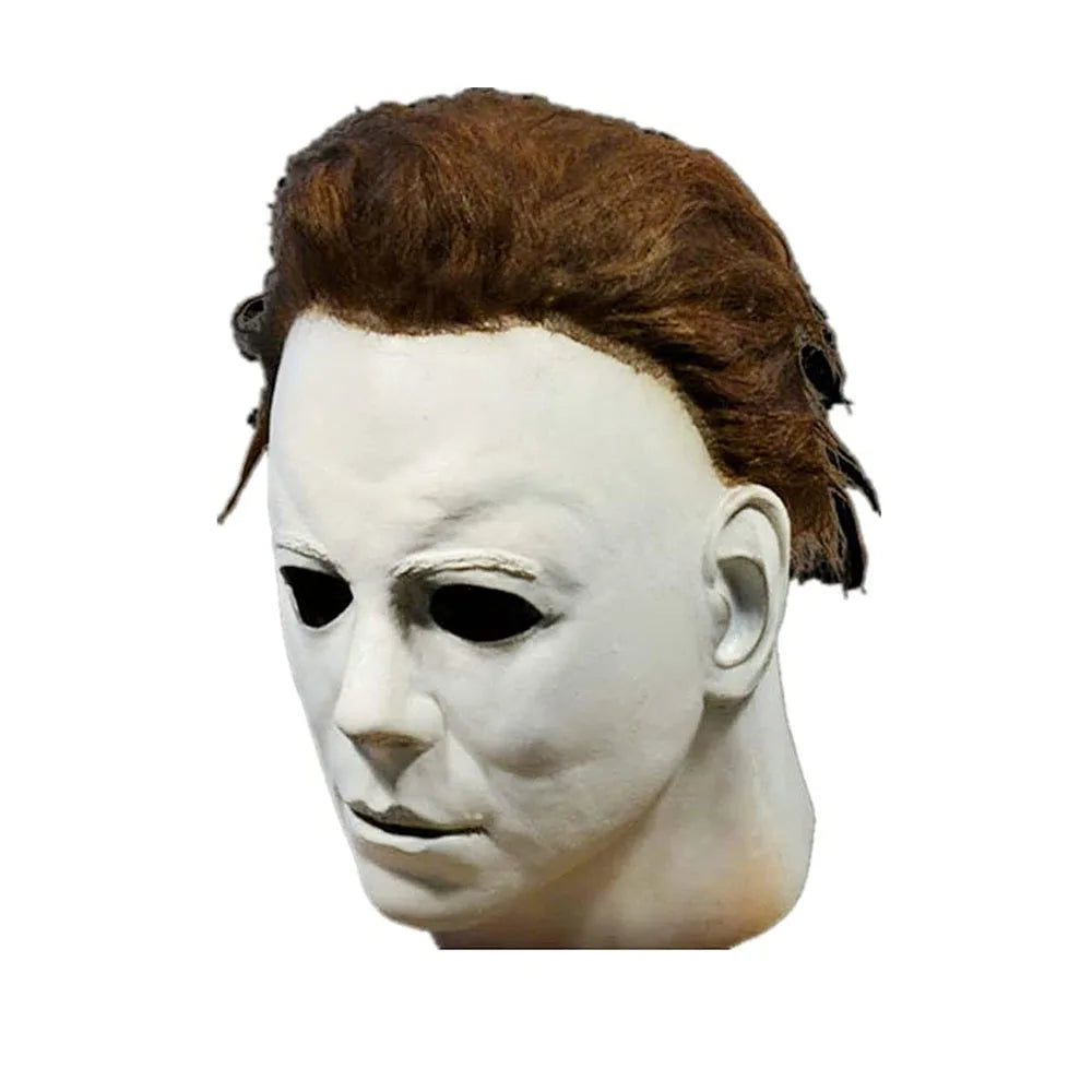 Terror Halloween Michael Myers Masks With LED Glow Horror Latex Full Head Headgear Scary Face Cover Masquerade Party Supplies Qme