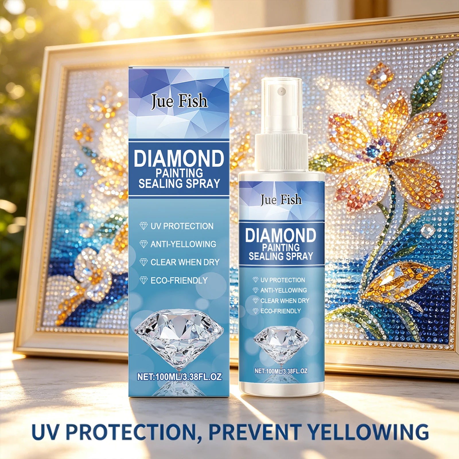 Diamond Paintings Sealing Spray Enhancing Diamond Shine Effect UV Protection Eco-Friendly Anti-Yellowing Spray Permanent Sealer Qme