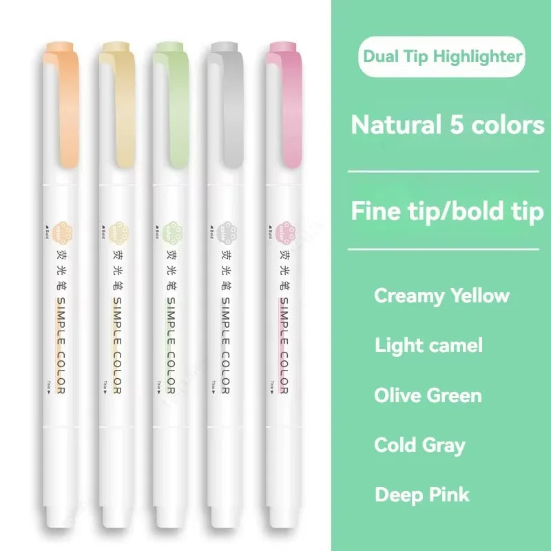 Aesthetic Cute Pastel Double Tips Highlighters Set, 8 pcs, Quick Dry, No Bleed Bible for Bible Study Notes School Office Qme Natural