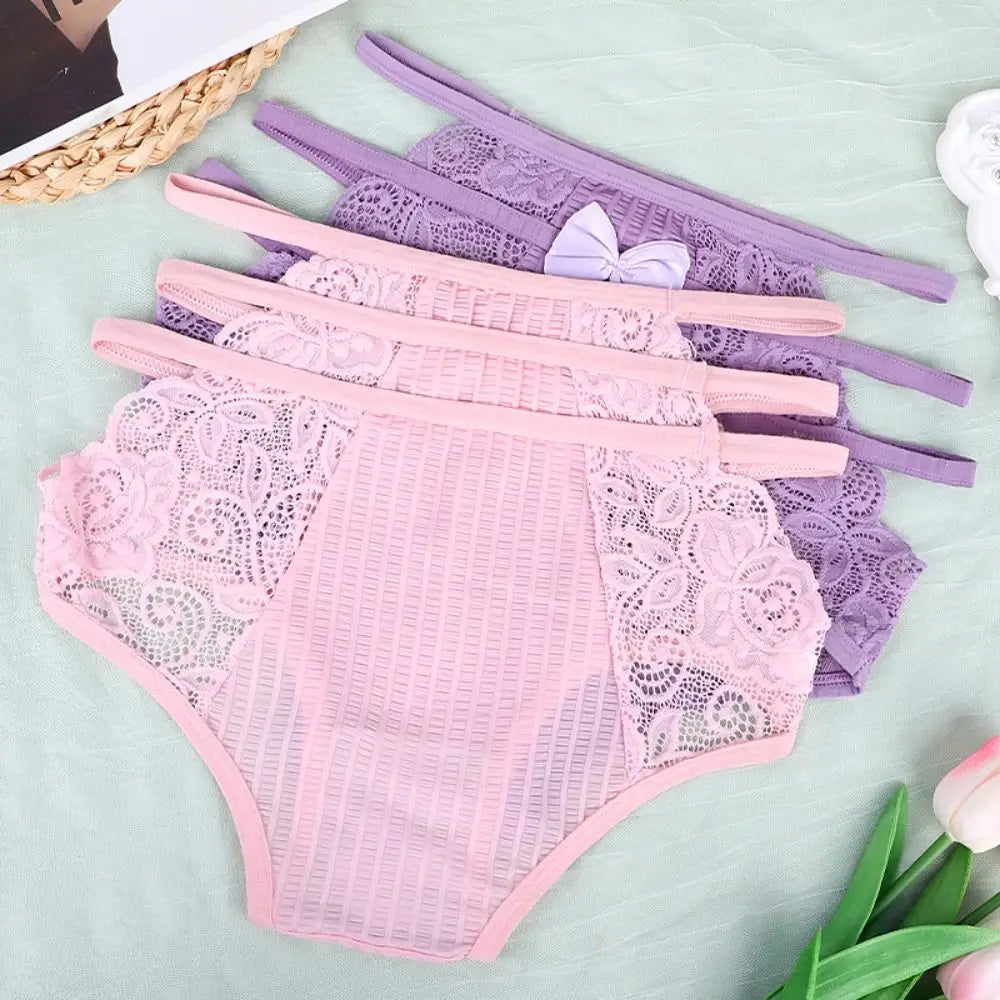 Sweet Hollow Out Women's Panties Mesh Waist Briefs Lingerie Lace Qme