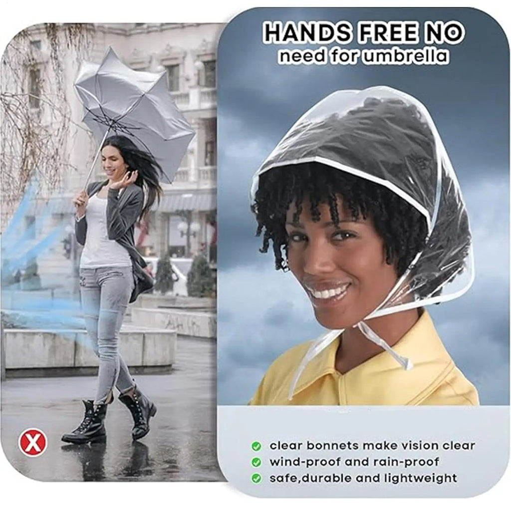 Rain Hat Reusable Transparent Headwear with Brim Waterproof Transparent Rain Hat for Women Lady Girlfriend Mother Travel Qme