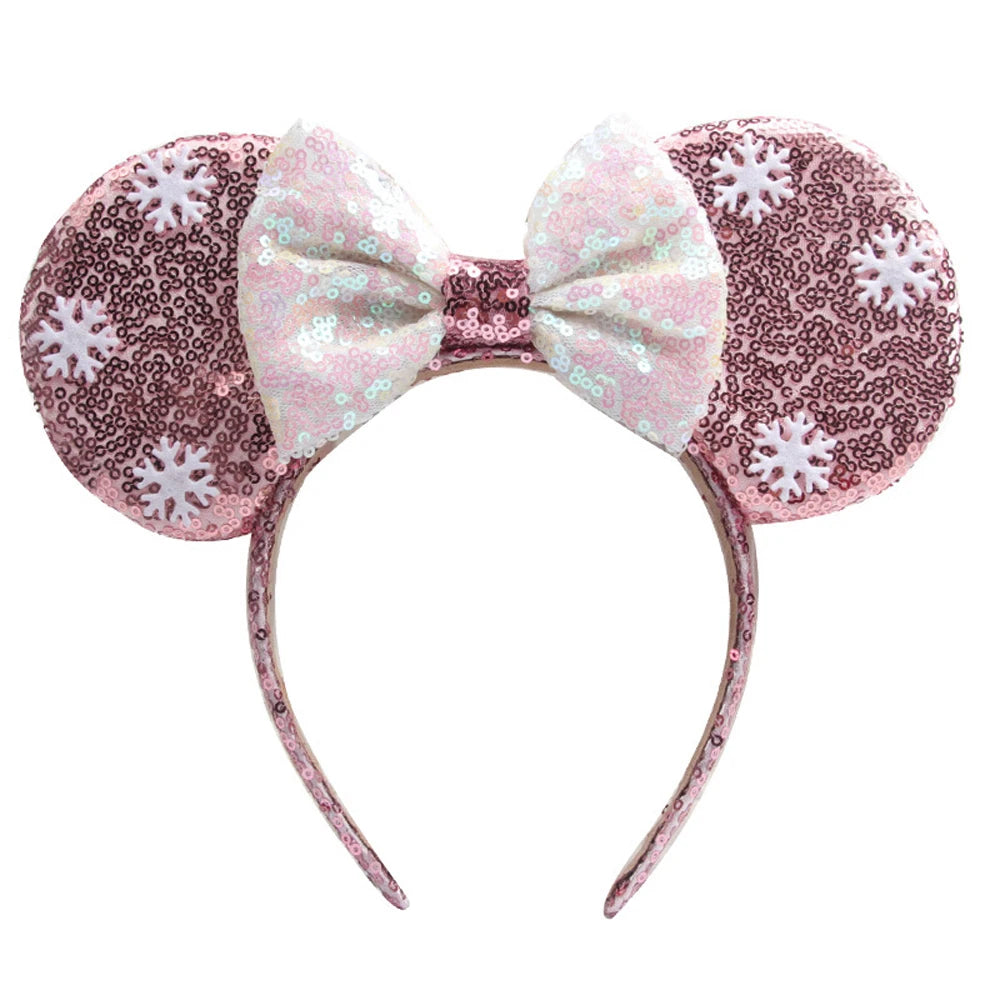 Frozen Mouse Ears Headband For Women 5''Polka Sequin Bow Hairband Halloween Christmas Festival Party Travel DIY Hair Accessory Qme Headband 7