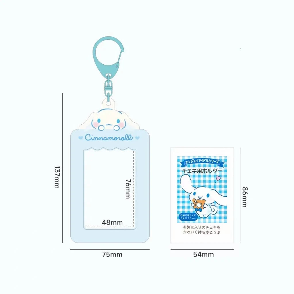 Cute Sanrio Cartoon Card Holder Portable Photo Pendant Keychain Qme Cinnamoroll M