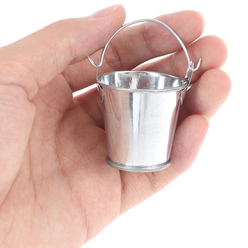 Dollhouse Mini Iron Bucket Miniature Model Decorations Ornaments Qme