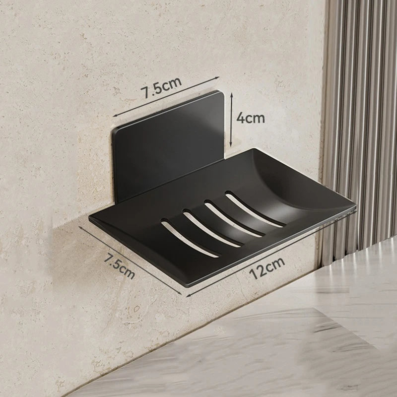 Bathroom Shower Storage Soap Tray Rack Soap Tray Wall Mounted Drainage Soap Tray Box Qme Black
