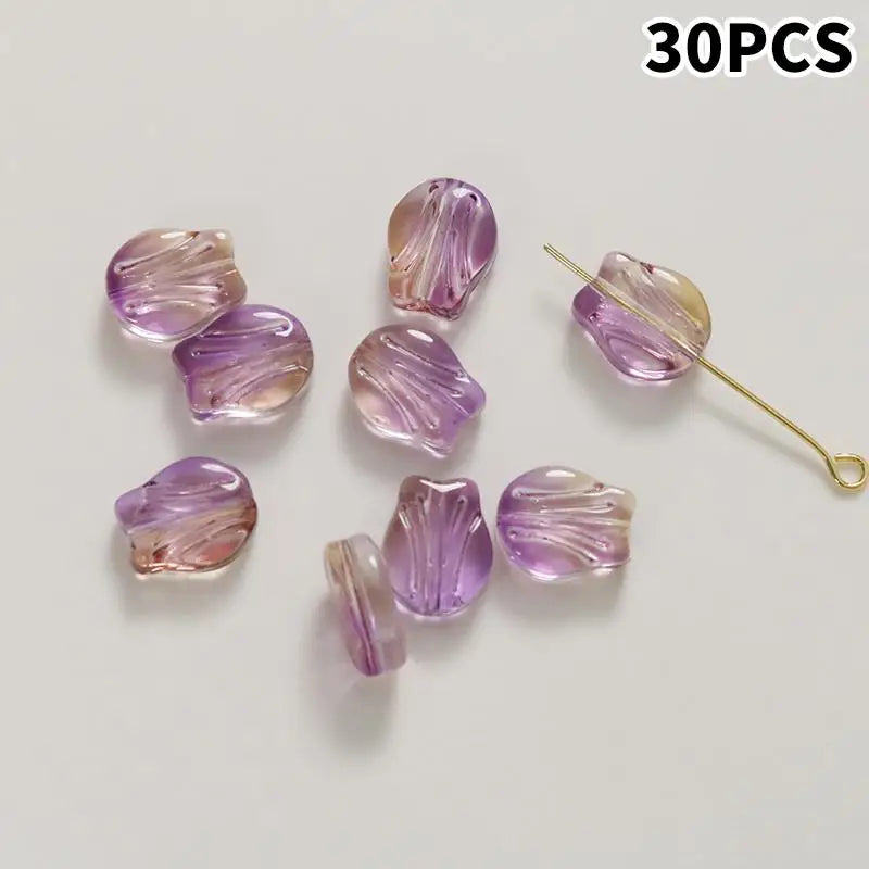 DIY Lampwork Beads 30Pcs Multicolor Glass Flower Beads for Jewelry Making Handmade Accessories Supplies Qme A14
