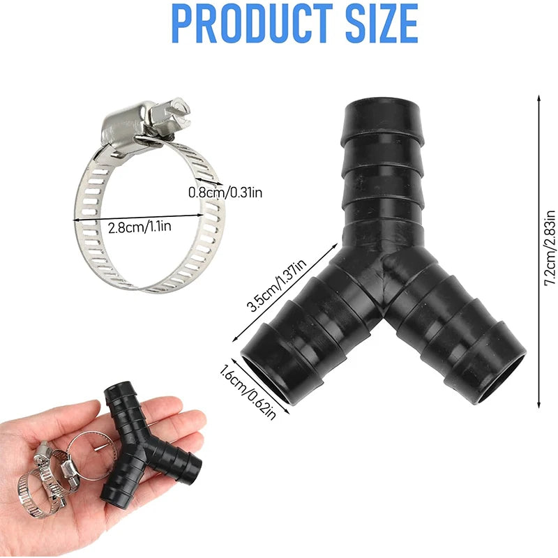 Three-way Adapter Washing Machine Drain Hose Y-type Reducer Plastic Qme 8pcs