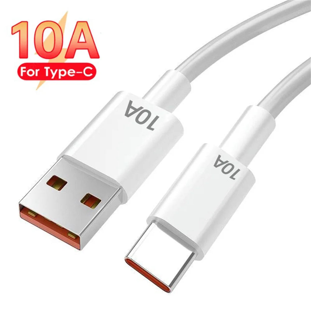 120W 10A USB Data Cable Type C Fast Charging Line Quick Charge 3.0 USB C Data Cord for Xiaomi Samsung Huawei Oneplus Cell Phone Qme 10A Type C White 1.5m