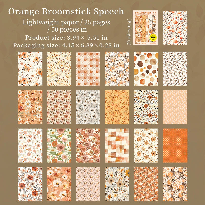 50 Sheets Vintage Floral patter Materials Paper DIY Scrapbooking Decor Craft Paper Collage Junk Journal Aesthetics Stationery Qme D