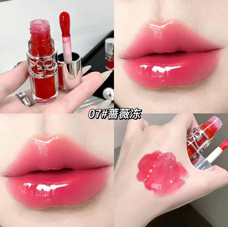 Clear Glass Gray Coffee Shine Lip Gloss Mirror Watery Moisturize Plumper Long Lasting Lip Tint Juicy Lip Oil Gloss Stain Makeup Qme 07