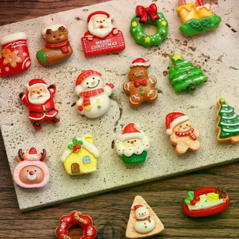 8/9Pcs Resin Christmas Fridge Magnets Cartoon Santa Claus Snowman Christmas Tree Refrigerator Magnet Decorations New Year Gift Qme