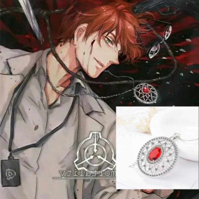 Anime SCP 963 Alloy Pendant Cosplay Jack Bright Horcrux Amulet Necklace Unisex Fashion Red Gem Jewelry Accessory Prop Xmas Gift Qme