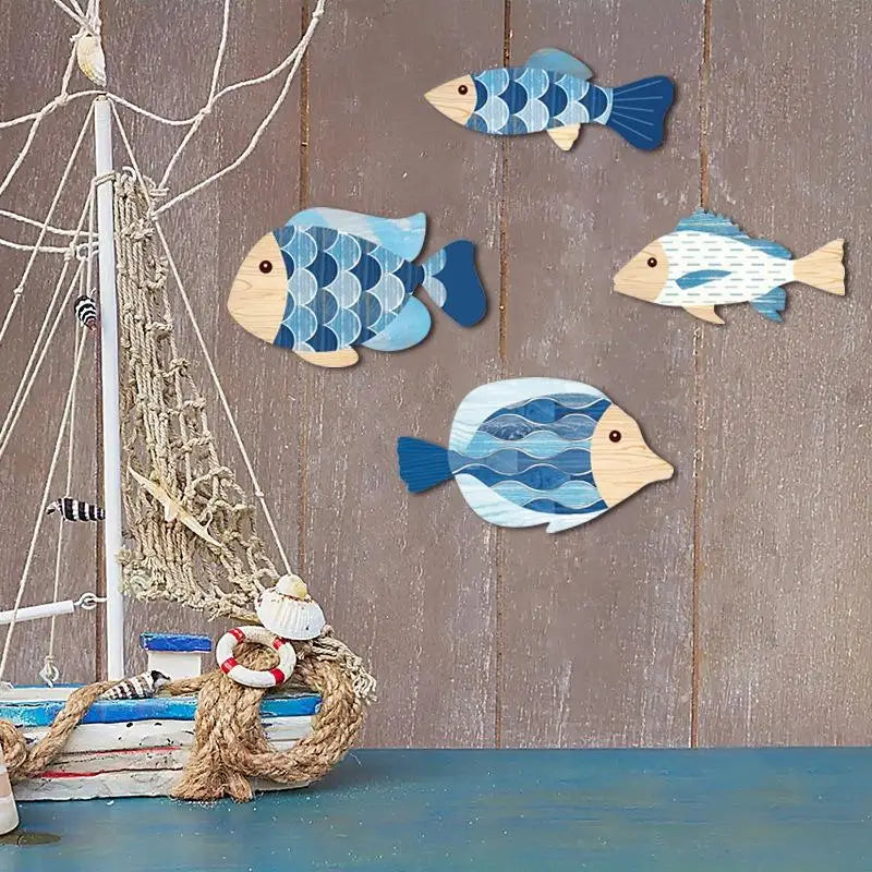 Marine Wood Wall Hanging Sculpture Home Room Decoration 2D Wooden Qme