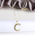Creative Bling Cubic Zirconia C Shape Adjustable Pendant Necklace Fine Wedding New Year Jewelry Accessories Gift Wholesale Qme Black 50cm