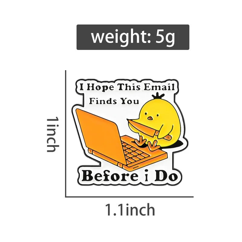 Cute Working Little Yellow Chicken Enamel Pin Cartoon Office Brooch Fashion Lapel Pin Creative Metal Badge Gift for Friends Qme
