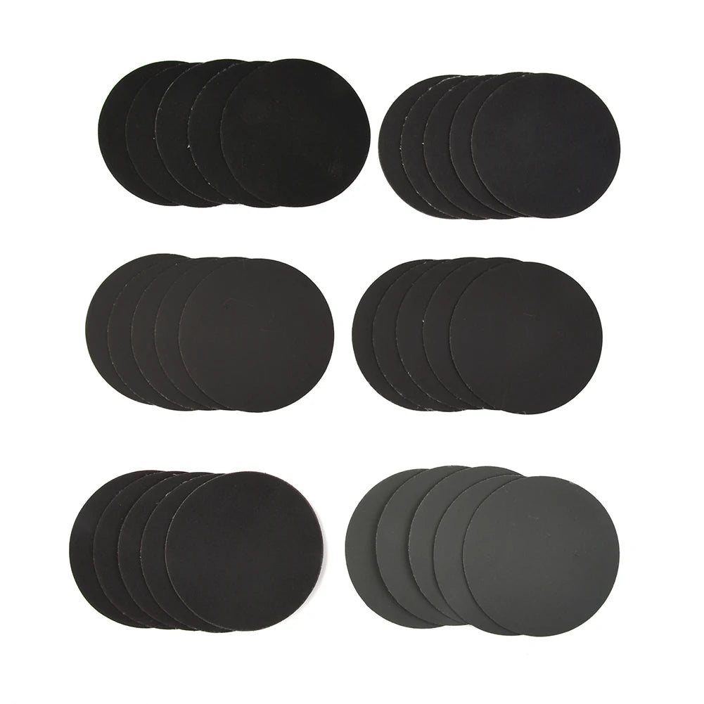 30 PCS Sandpaper Set Silicon Carbide Wet/Dry Sand Paper 3 Inch 75mm Polishing Sanding Discs 320/400/600/800/1000/1500 Grit Qme