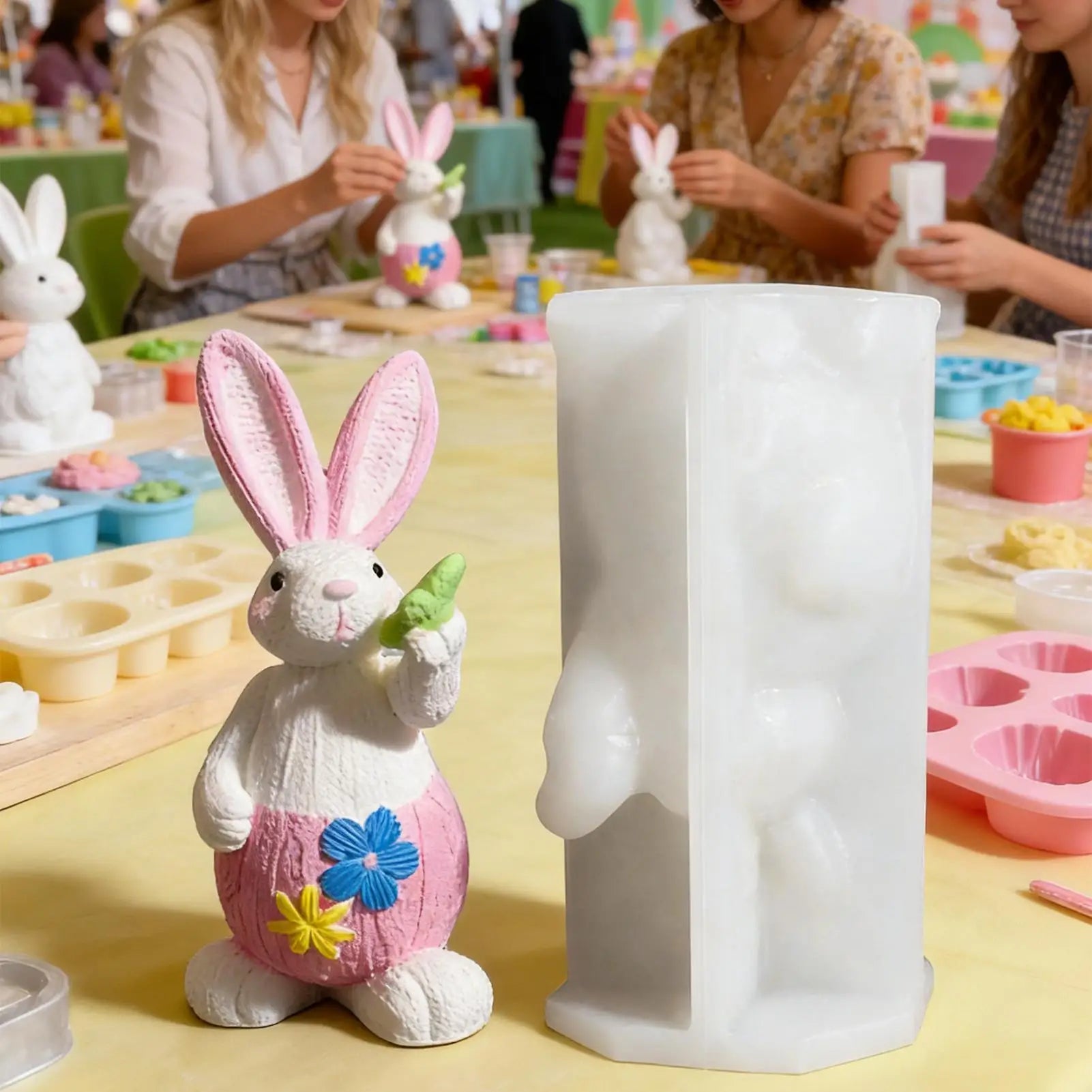 Easter Bunny Mold 3D Plaster Ornaments Craft Making Holiday Wedding Qme
