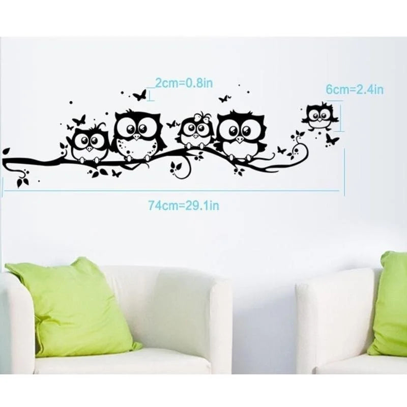 Owls Wall Sticker Tree Animals Bedroom Owl Butterfly Home Decor Qme