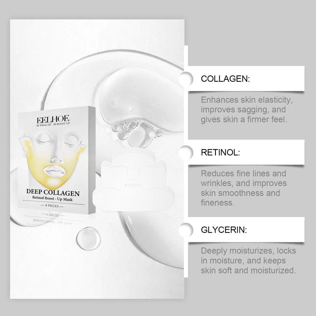 Deep Collagen Retinol Firming Mask Lifting Tightening Facial Skin Lighten Fine Lines Smooth Natural Hydrating Translucent Mask Qme