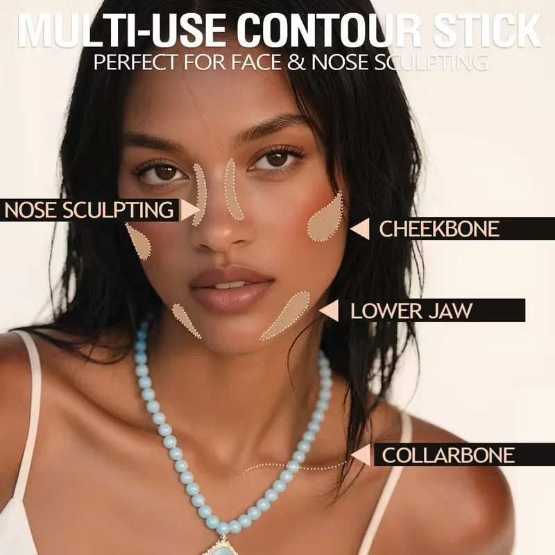 Tri-color Multi-functional Face Brightening Contour Stick Contouring Qme