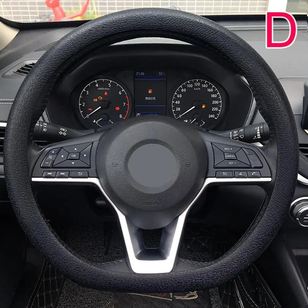 19 Color Car Silicone Steering Wheel Cover For Summer Fashion Sweat Absorbent Non-slip Handle Cover General DIY Parts Qme black