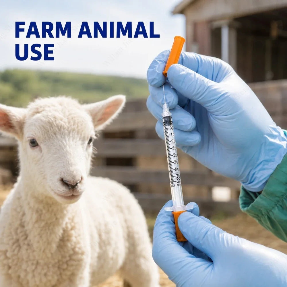 Disposable Plastic Veterinary Syringe 0.5/1ml Sterile Model with Orange Cap Needle for Pet Livestock Feeding and Care Work Qme
