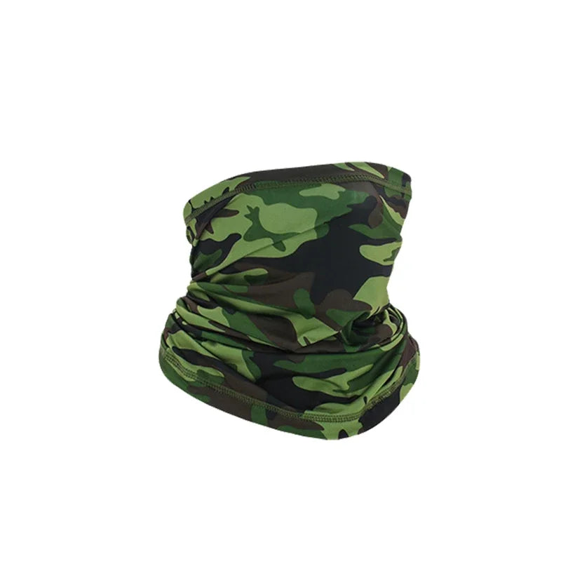 Cycling Face Mask Absorb Sweat Breathable Fishing Training Sport UV Face Scarf Neck Gaiter Summer Face Bandana Qme green