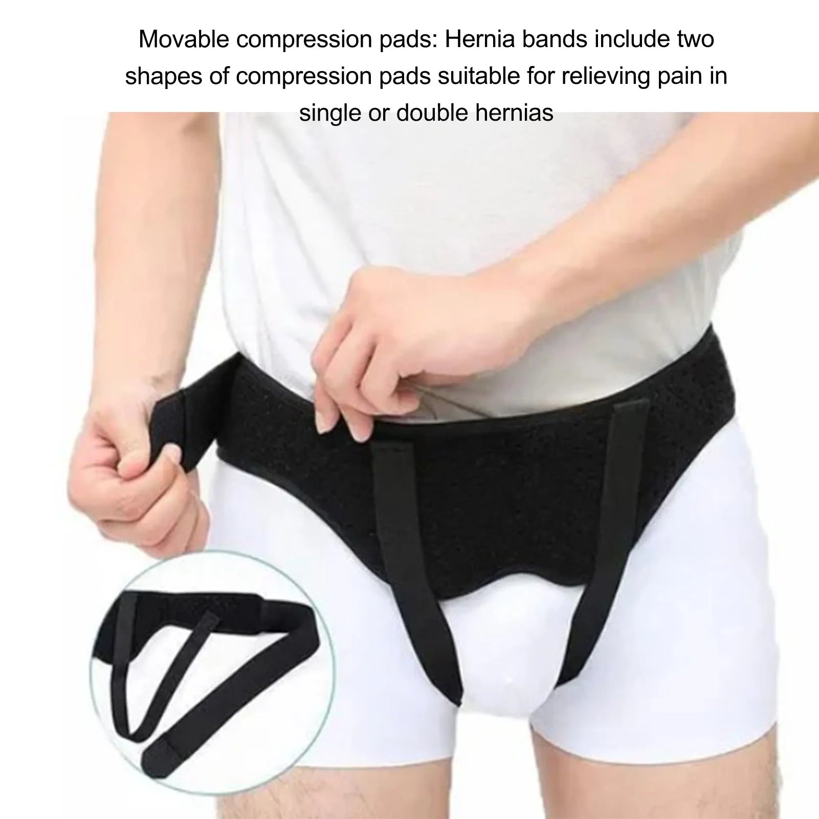 Men Inguinal Hernia Band Easy To Adjust Good Support PU Foam Pad Black Intestinal Hernia Fixing Belt Breathable for Body Care Qme