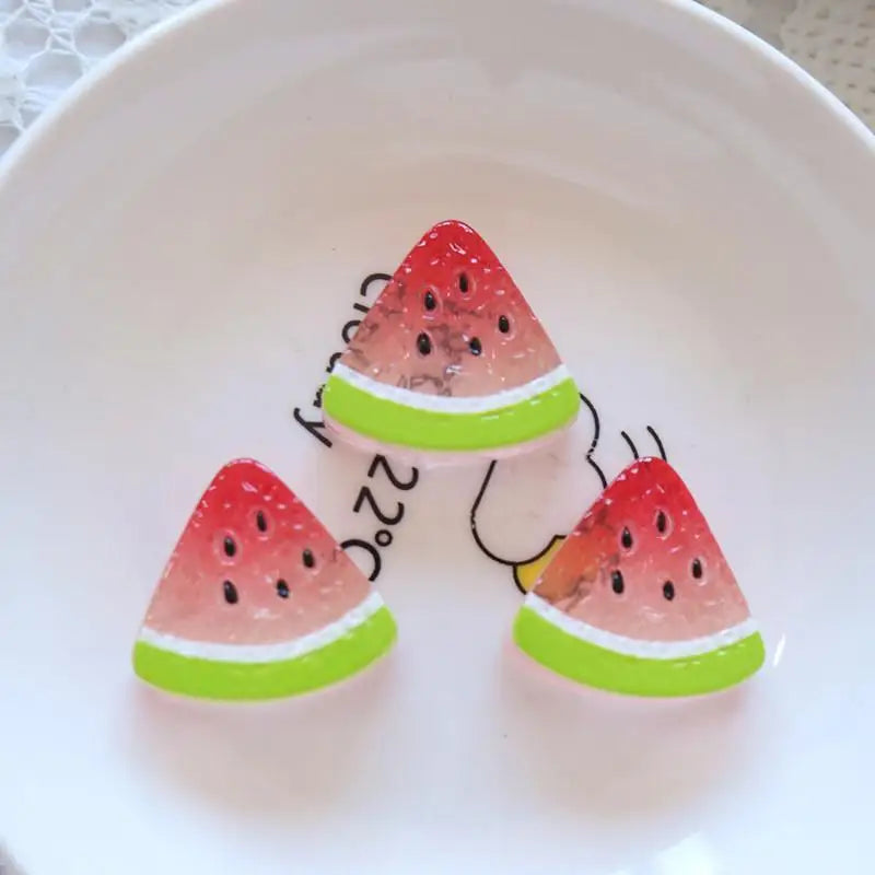 10PCS Mini Adorable Watermelon Flat Back Cabochons Kawaii Fruit Pieces for DIY Scrapbook Gift Wrapping Decor Qme StyleB