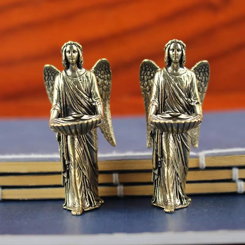 Brass Angel Statue Figurines Creative Crafts Small Bronze Ornaments Qme