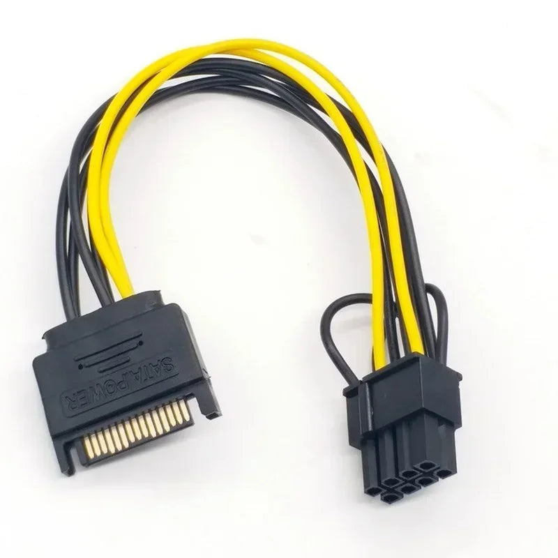 20cm High Speed 15 Pin SATA Male To 8 Pin(6+2) PCI-E Power Supply Cable SATA Cable 15-pin To 8 Pin Cable Qme