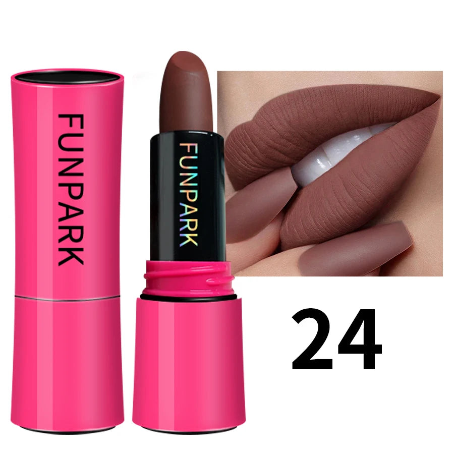 25 Colors Lipstick Non Stick Cup Matte Lip Gloss Waterproof Long Sexy Qme 24