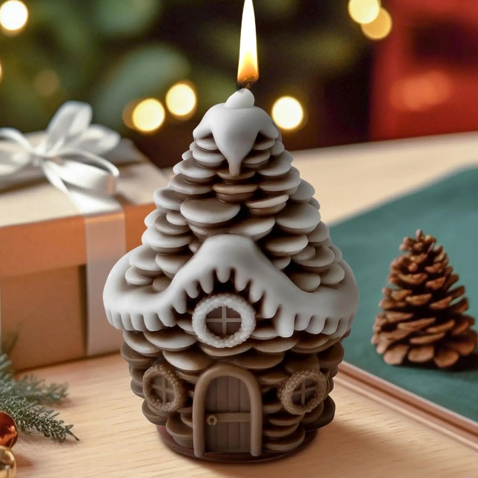 Christmas Molds For Candles Pine Cone House Casting Mould Home Decor Cement Moulds For Epoxy Resin Plaster Soap Party Planners Qme
