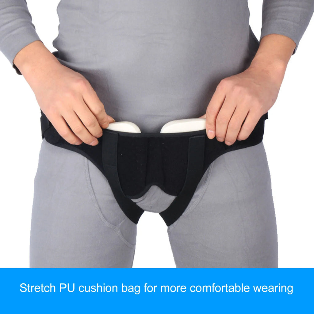 Men Inguinal Hernia Band Easy To Adjust Good Support PU Foam Pad Black Intestinal Hernia Fixing Belt Breathable for Body Care Qme