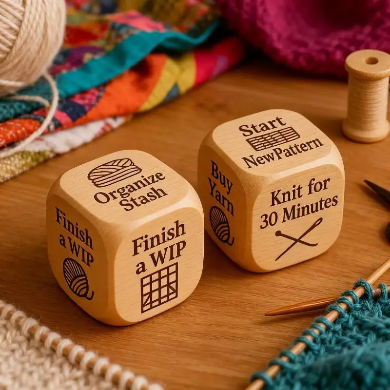 Handmade Wooden Decision Dice Dual Purpose For Quilting Sewing & Book Reading Lover Engraved Choice Cube Funny Desk Decor Gift Qme StyleB