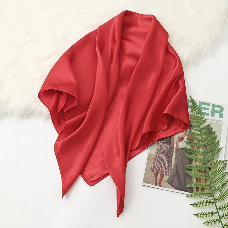 90 Big Headwraps Solid Colors Neckerchief Hijab Women Satin Headband Qme A1