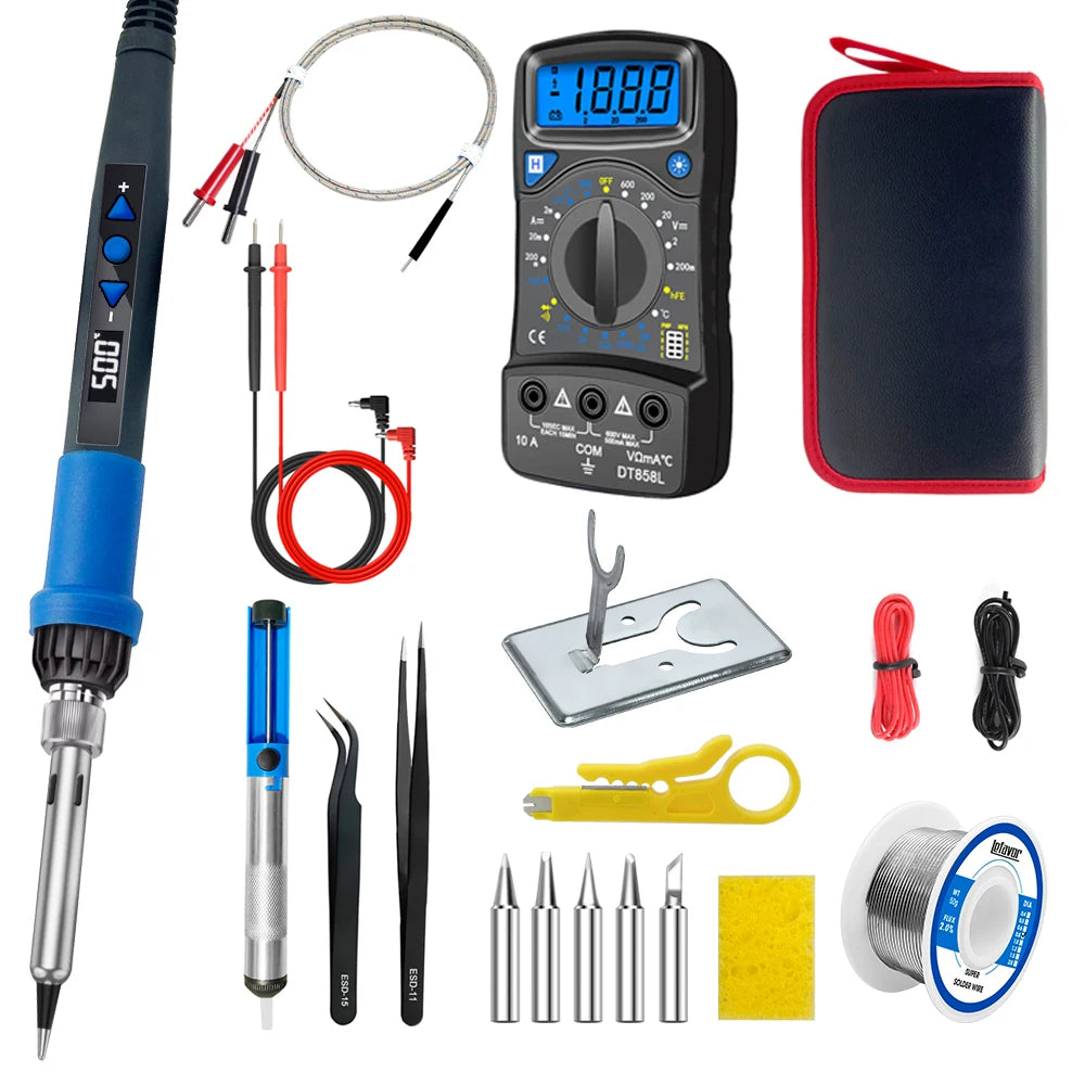 80W Electric Soldering Iron Adjustable Temperature Digital Display Qme B set3 220V EU PLUG