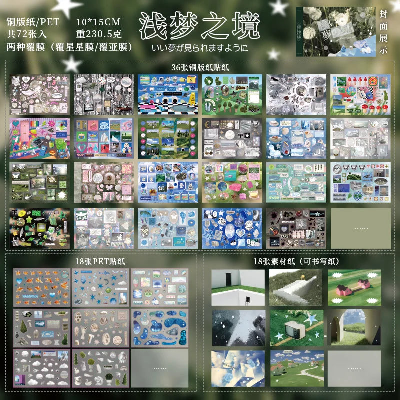 72piece Cute Japanese Y2K Cut Film Sticker book Girl Journal Phone Case DIY Scrapbook Stickers Kawaii Decoration Sticker Gift Qme A