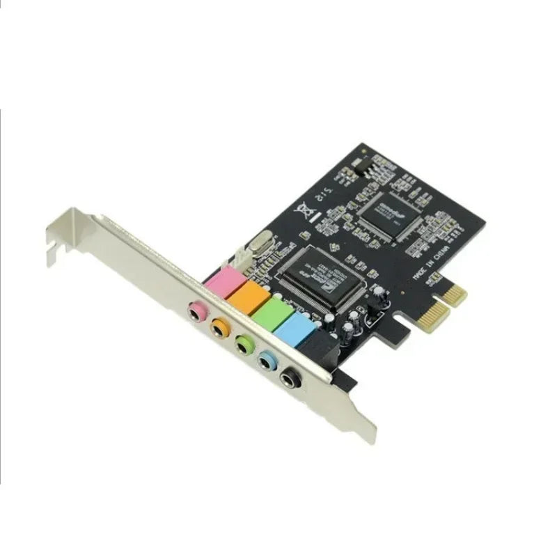 5.1 Desktop Computer Built-in Independent PCI-E8738 Stereo 6-channel Computer Cables Connectors PCIe Sound Card 1pcs Qme