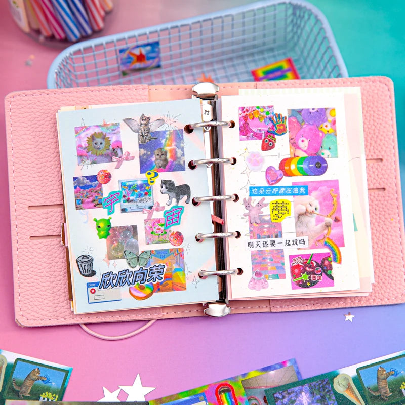 TIANZI 20/30 Pcs Japanese Showa Style Kawaii Die-Cutting Sticker Book DIY Handmade Lotus Picking Scrapbook Decoration Stickers Qme