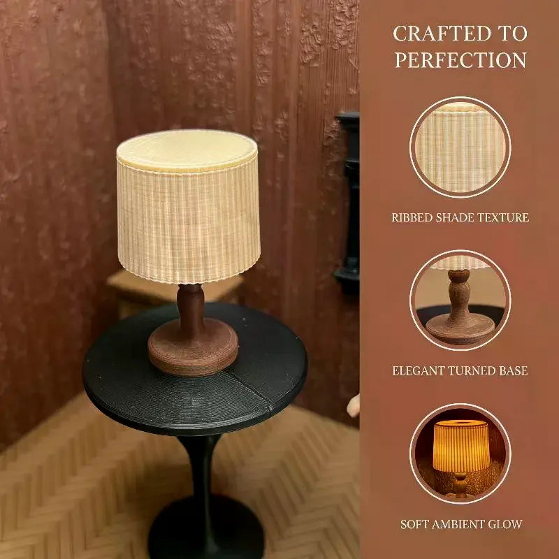 Miniature Vintage Table Lamp With Warm LED Light Dollhouse Table Light Model Dollhouse Home Scene Decor Accessories Qme