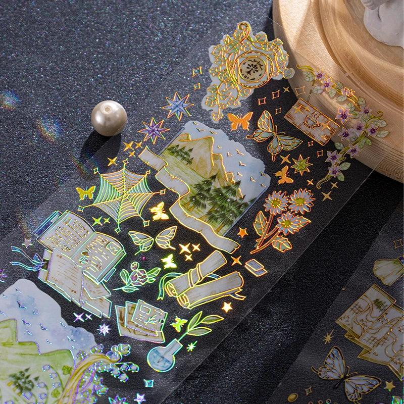 3 pcs/lot INS Laser Bronzing Stickers Adhesive Diy Sticker for Planner Diary Album Scrapbooking Stationery supplies Qme