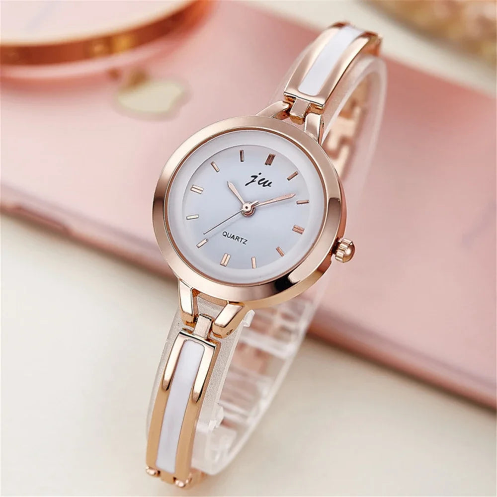 Fashion Stainless steel Bracelets quartz watch women Qme Rose