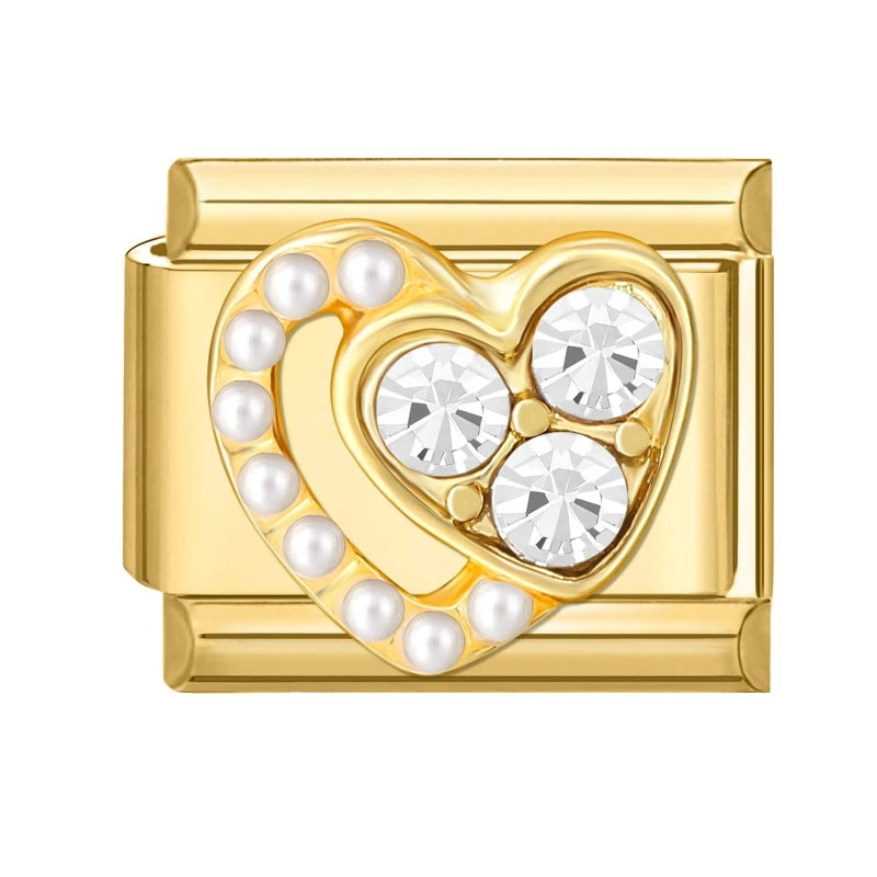 New Women Gems Flower Dollar Heart Star Girl Italian Charm Bracelet Link 9mm Stainless Steel Jewelry DIY Wholesale Drop Shipping Qme Style 25